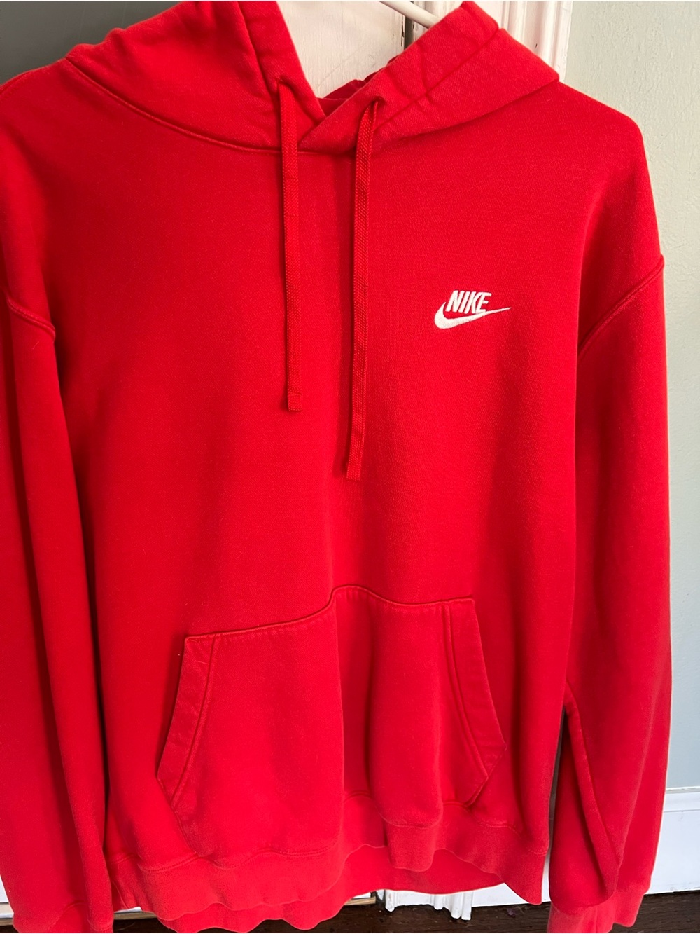 Nike Red Men’s Hoodie with White Swoosh